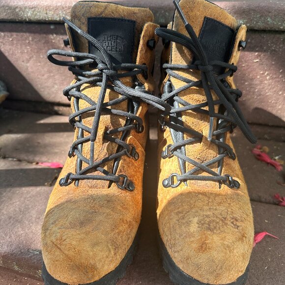 The North Face Cryos Size 7 Waterproof Winter Boots Brown Distressed Leather - Picture 2 of 6